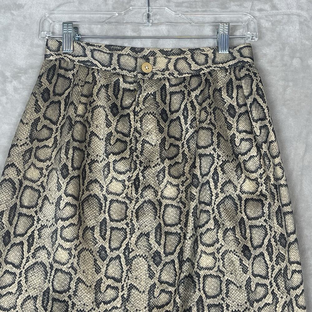 Vintage 90s Snake Print High Waist Statement Skirt 34" W Mob Wife Office Siren - Picture 2 of 10